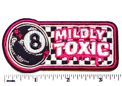 Mildly toxic checkered 8-ball patch - Embroidered Iron on patch 3.5”