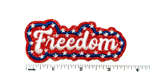 Freedom patch with glitter - Embroidered iron on patch 3.5”