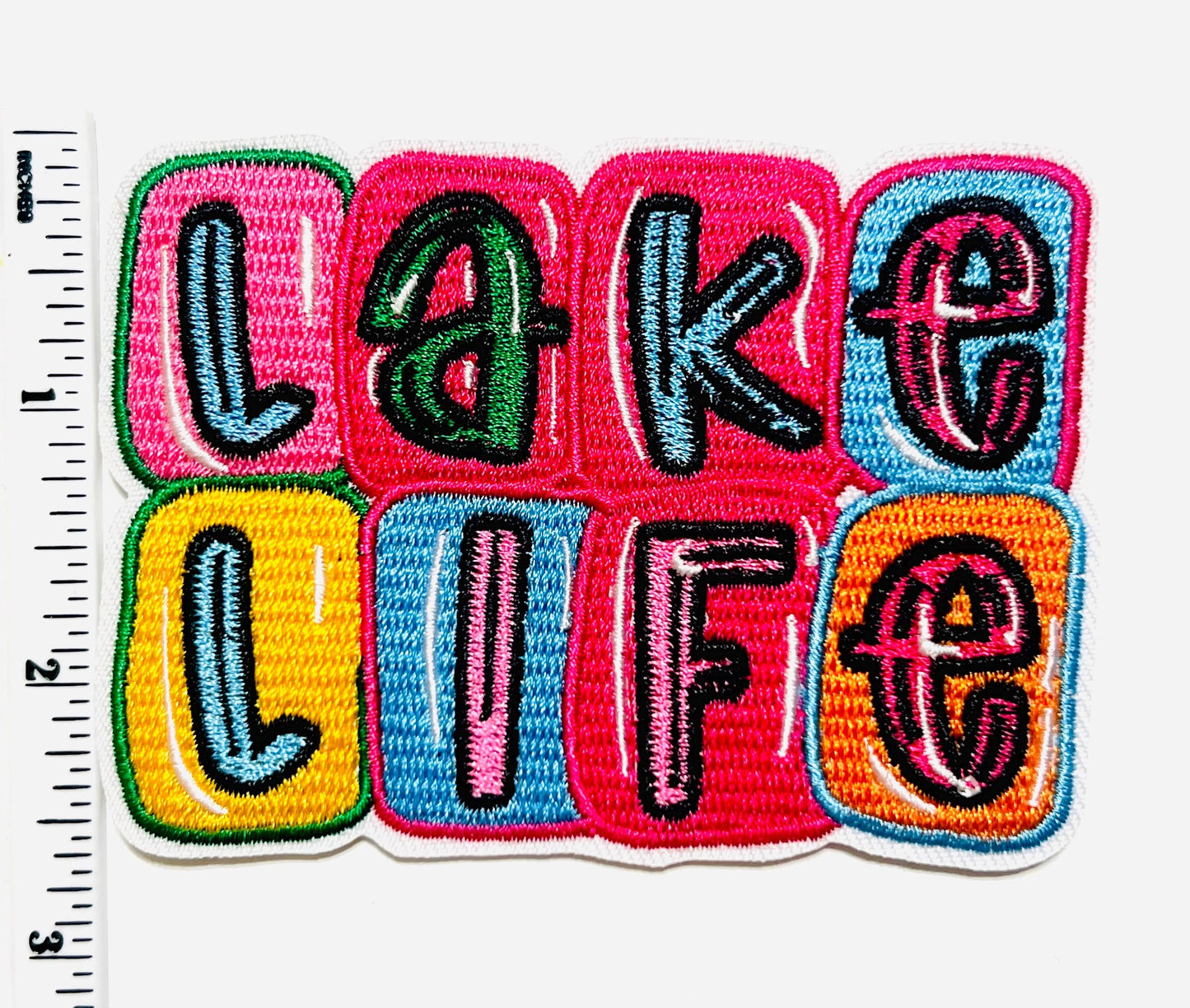 Lake Life patch- Embroidered Iron on patch 3.5”