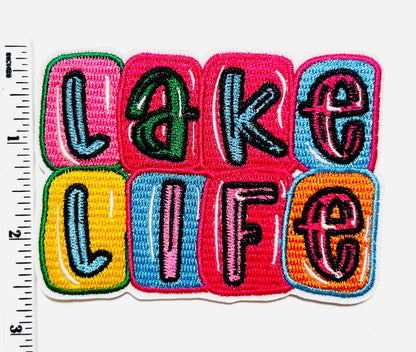 Lake Life patch- Embroidered Iron on patch 3.5”