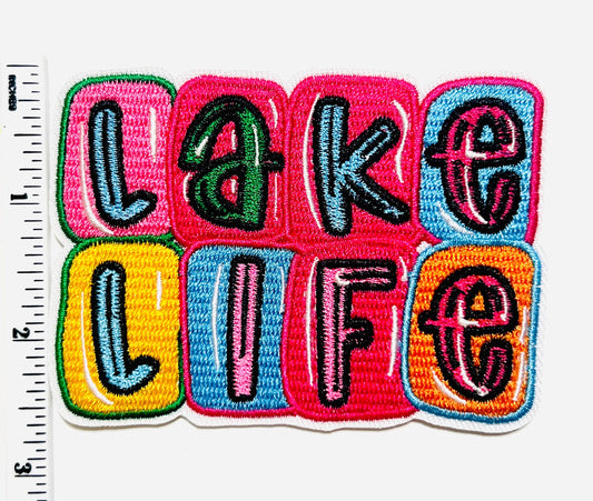 Lake Life patch- Embroidered Iron on patch 3.5”