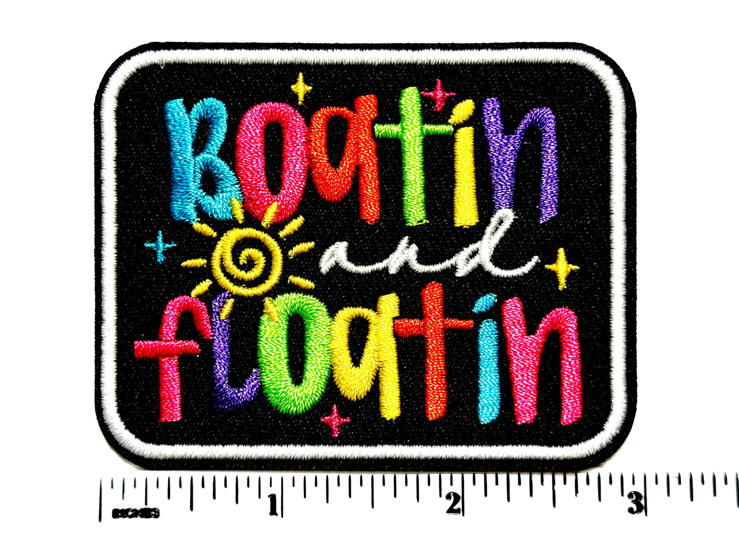 Boatin and Floatin in neon colors  Embroidered Patch – DIY Iron-On Applique 3"