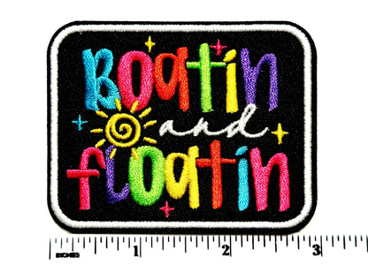 Boatin and Floatin in neon colors  Embroidered Patch – DIY Iron-On Applique 3"