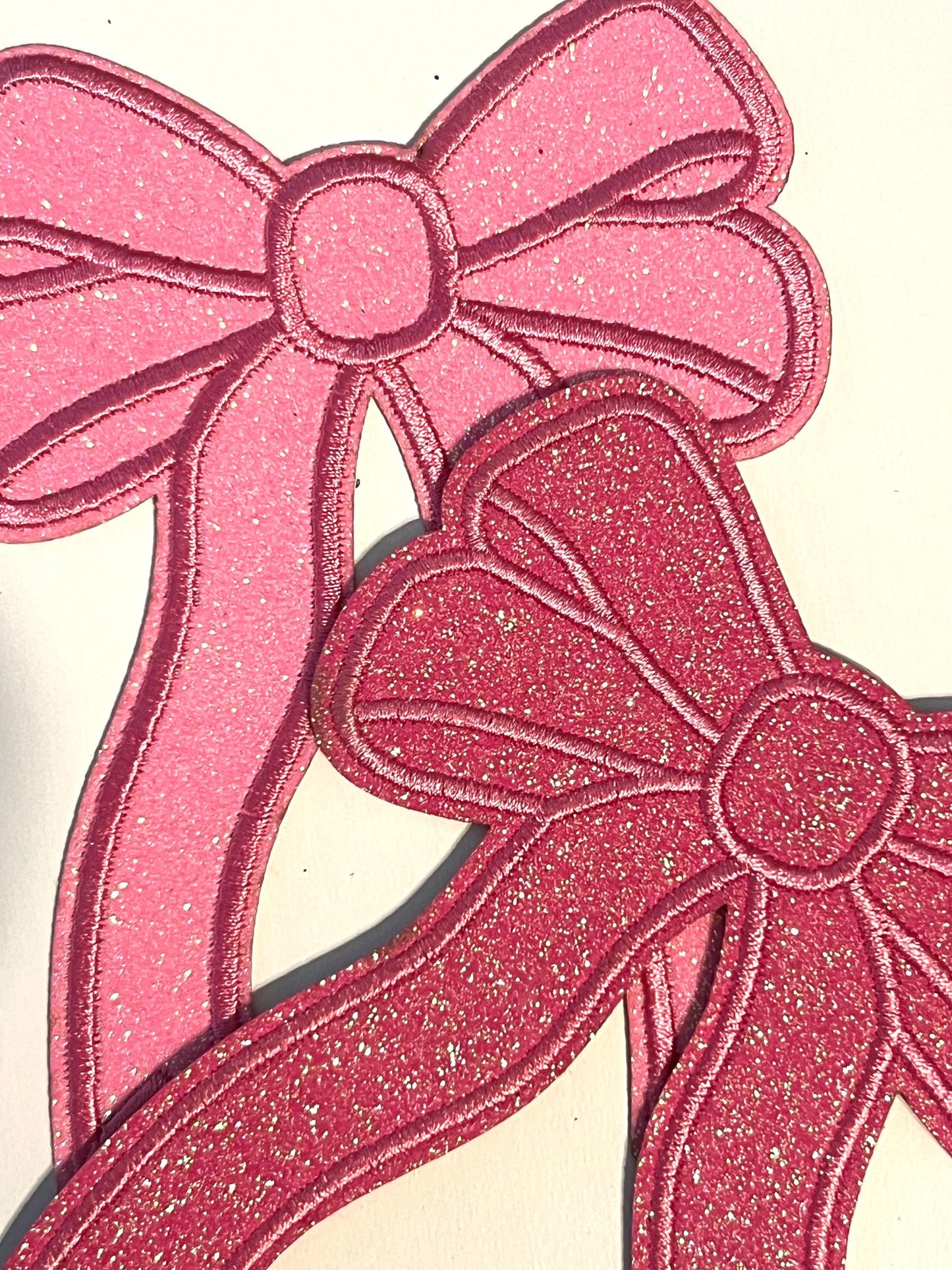 Bow with ribbon - Glitter Iron on patches