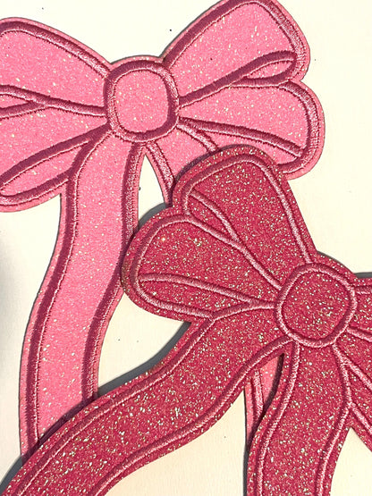 Bow with ribbon - Glitter Iron on patches
