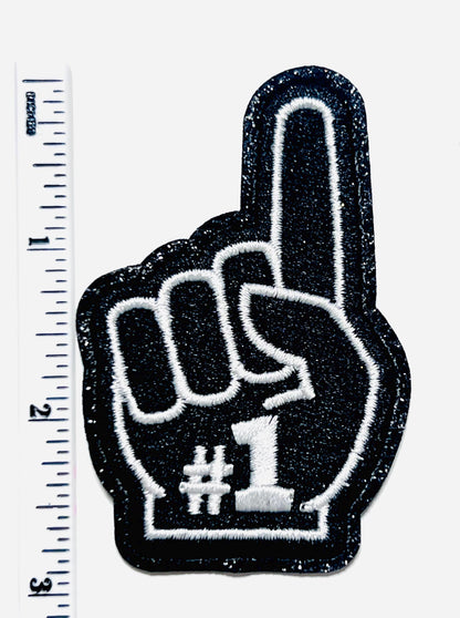 Finger #1 - Embroidered Iron on patch with glitter