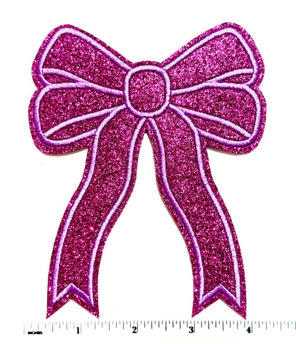 Bows with ribbon patch - Embroidered & Glitter Iron on patches
