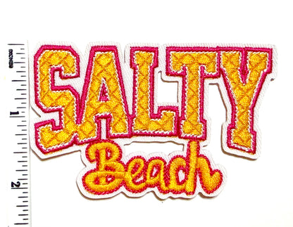 Salty Beach patch - Embroidered Iron On Patch 3.5”
