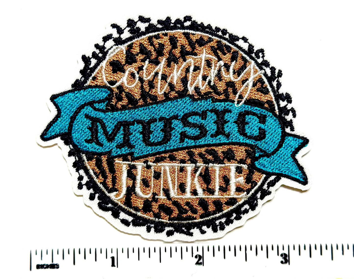 Country Music Junkie patch - Embroidered Iron on patch 3.25”