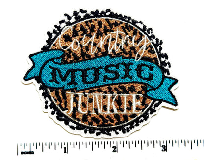 Country Music Junkie patch - Embroidered Iron on patch 3.25”