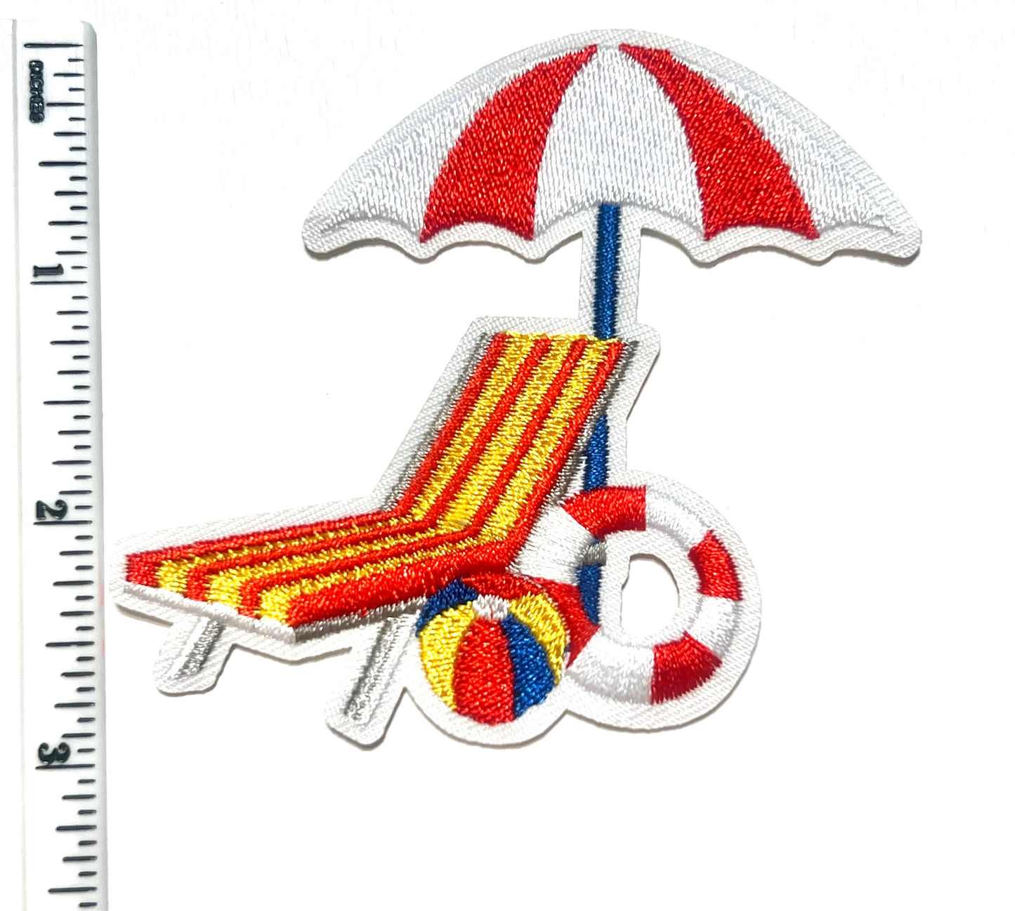 Beach chair & umbrella patch- Embroidered Iron on patch
