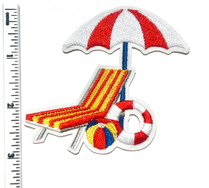 Beach chair & umbrella patch- Embroidered Iron on patch