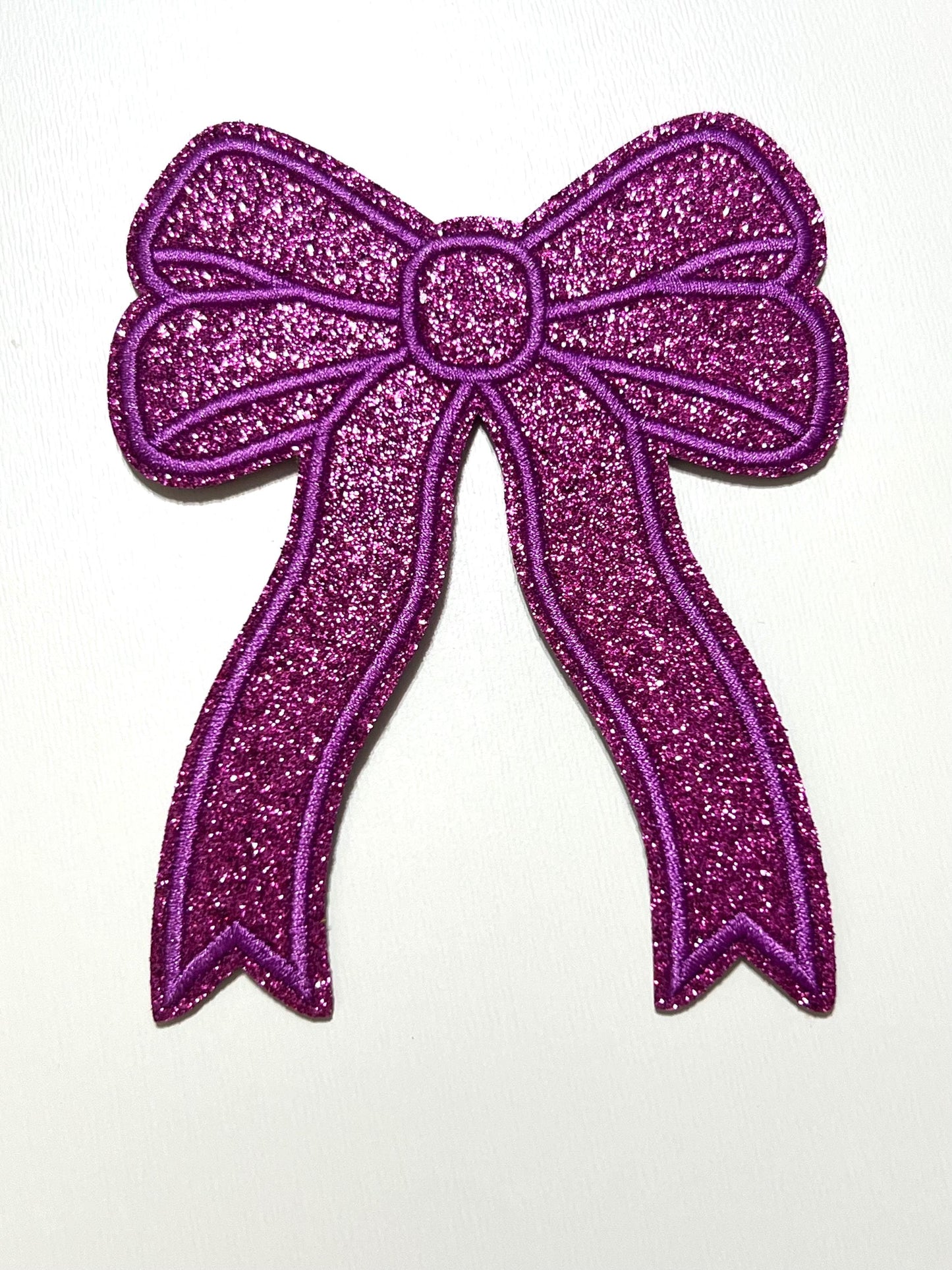 Bow with ribbon - Glitter Iron on patches