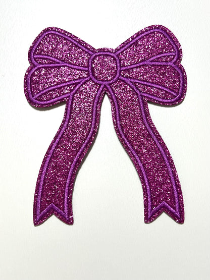 Bow with ribbon - Glitter Iron on patches