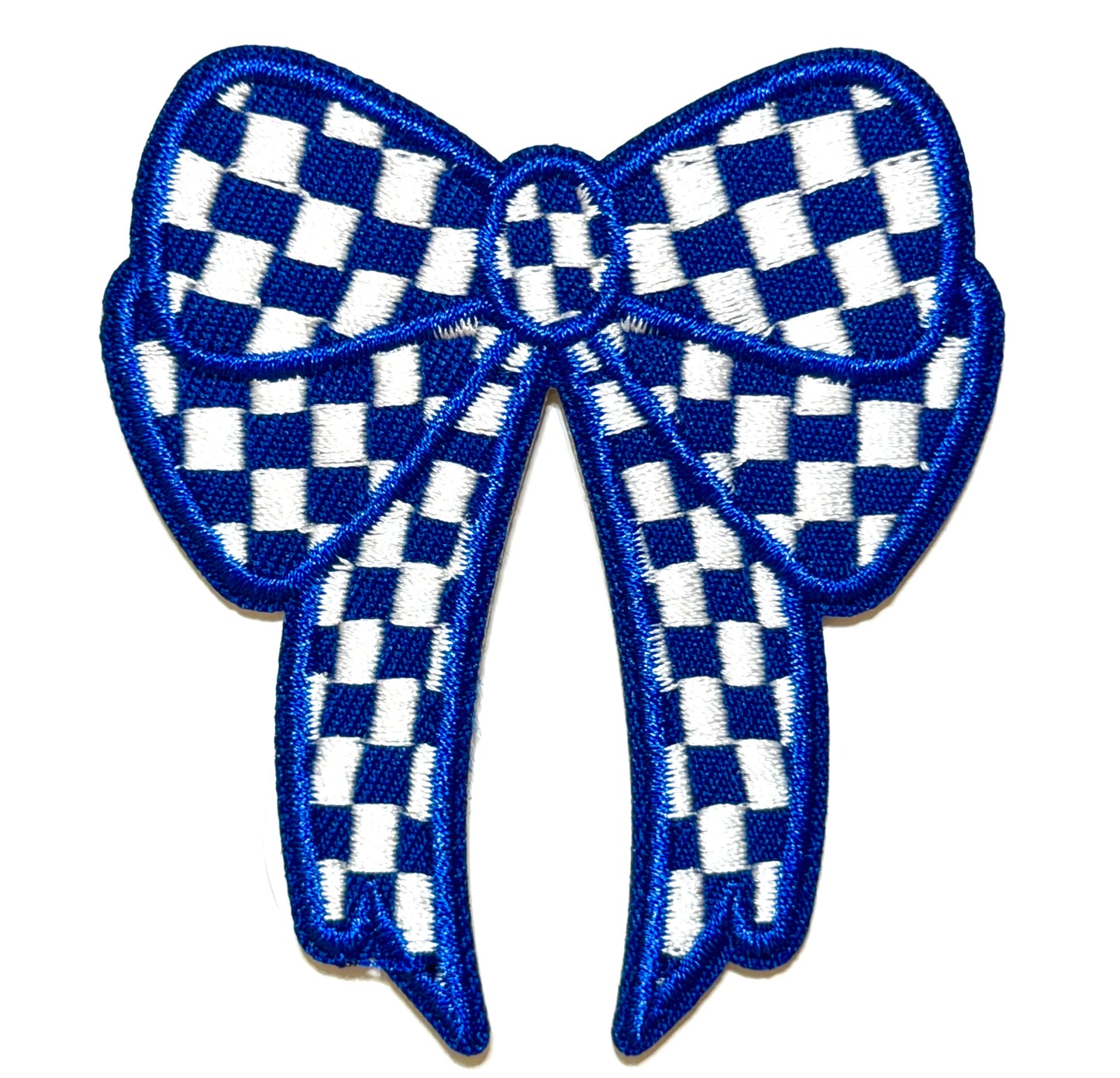 Checkered Bow patches - Embroidered Iron On Patches 3”