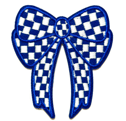 Checkered Bow patches - Embroidered Iron On Patches 3”