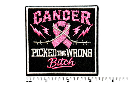 Cancer picked the wrong Bitch patch - EmbroideredIron On Patch 3.25”