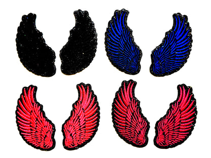 Angel Wings Patch Set - Embroidered Iron On Patch with Glitter outline 3.5”