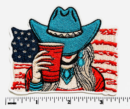 Country girl American flag patches - Embroidered DIY Iron on patches