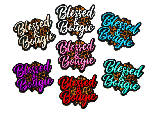 Blessed and Bougie patches multiple colors to choose from - Embroidered Iron on patches 3”