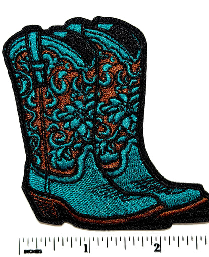 Cowgirl boots patches - Embroidered Iron On Patch 3”