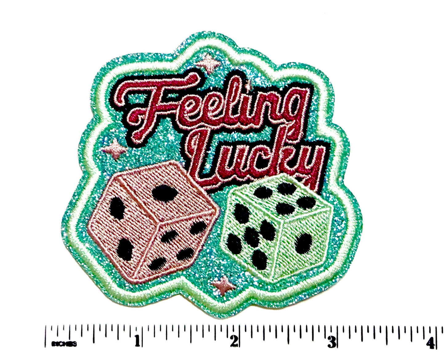 Feeling lucky with dice patch - Embroidered Iron On Patch 3”