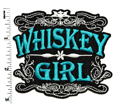 Whiskey Girl - Embroidered Iron on patch 3.25”