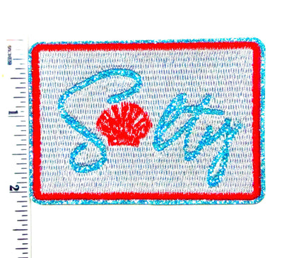 Salty with seashell Patch – Embroidered Glitter Iron-On Applique