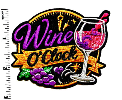 Wine O’clock patch - Embroidered DIY Iron on Patch