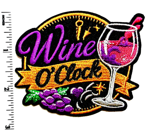 Wine O’clock patch - Embroidered DIY Iron on Patch