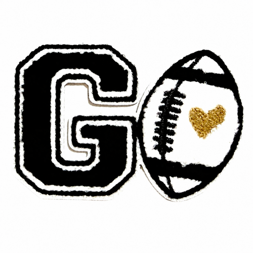 Football “Go” patch - Chenille Iron On Patch 3.5”