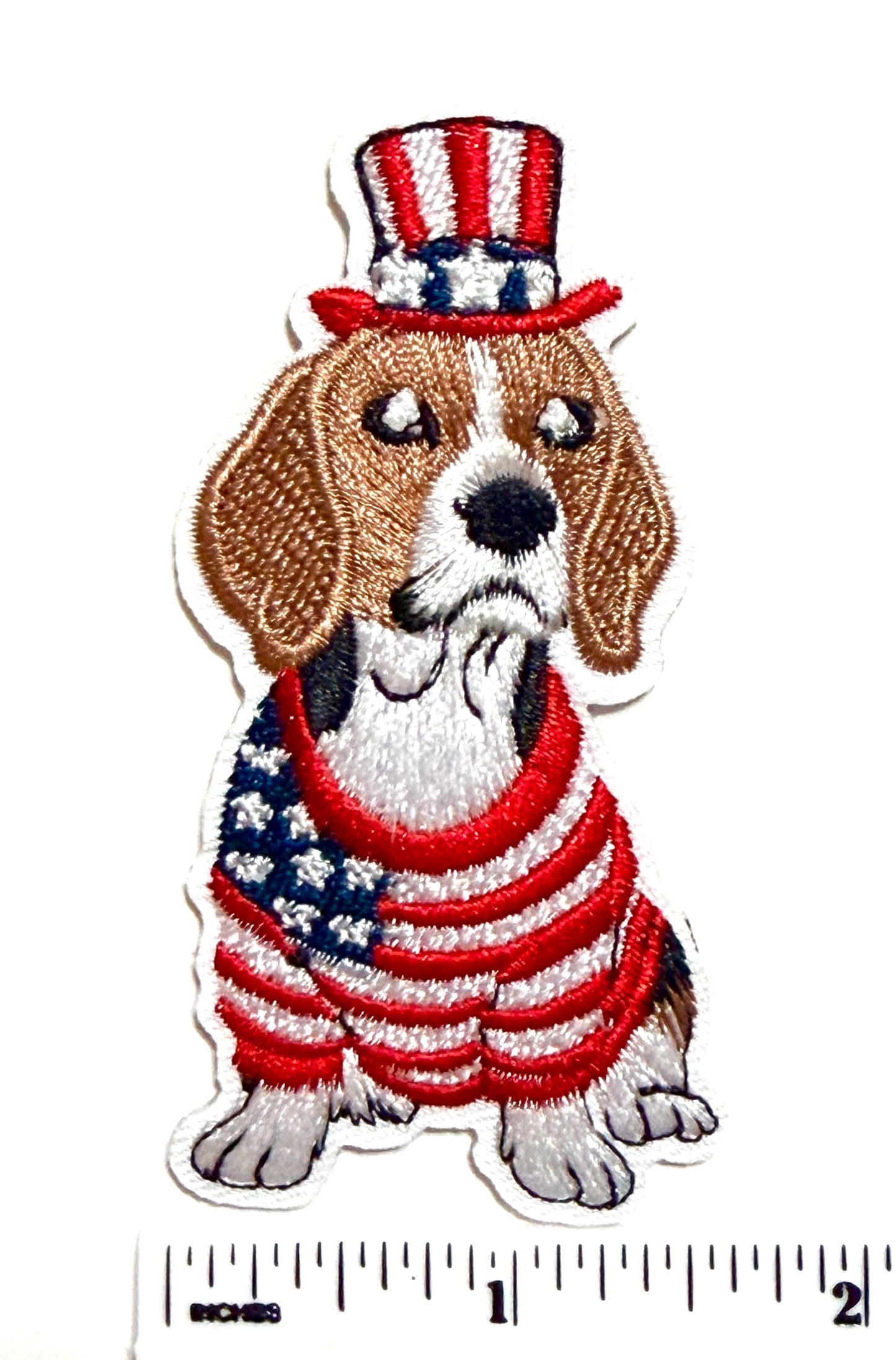 Patriotic Puppies French Bulldog Frenchie, Maltese Bichon Frise, Beagle - Embroidered Iron On Patch 3.25”
