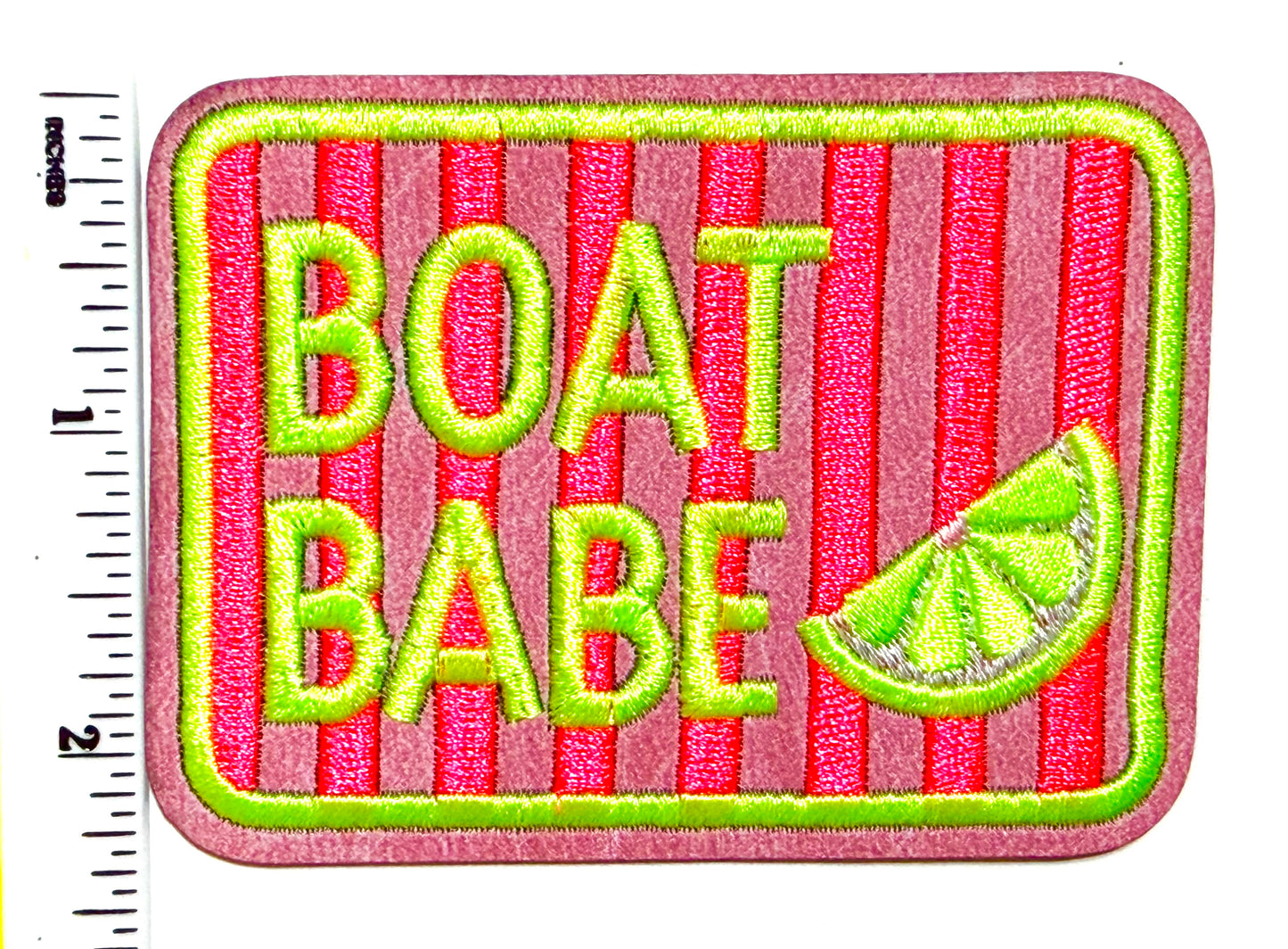 Boat Babe leatherette patch- Embroidered DIY Iron on patch 3.25”