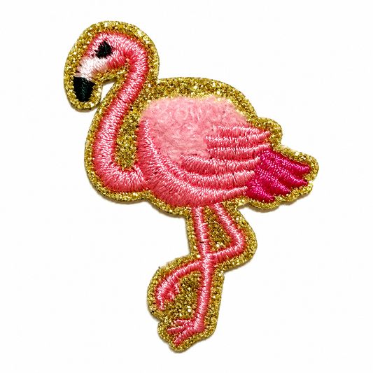 Pink Flamingo Patch – Embroidered & Chenille Iron-On Applique 2”