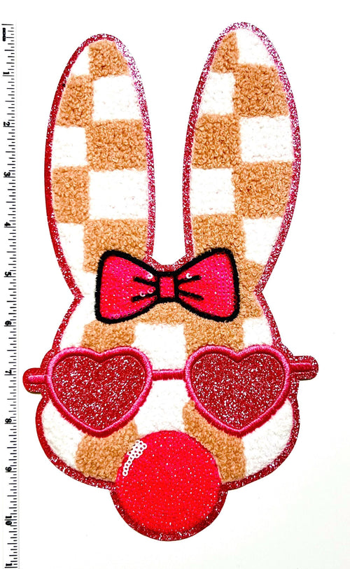 Easter Bunny bubblegum with heart sunglasses 10.5" Chenille