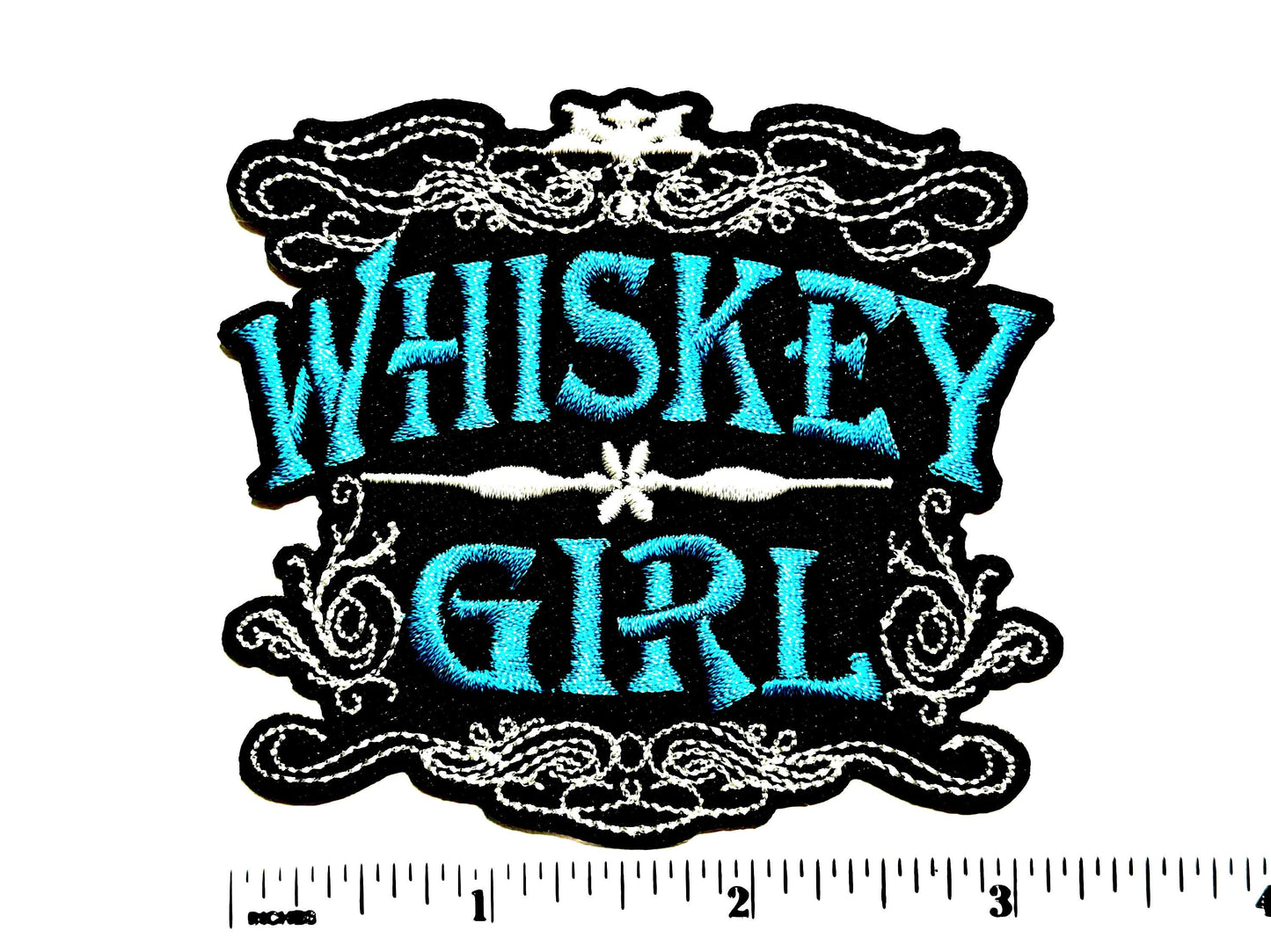 Whiskey Girl - Embroidered Iron on patch 3.25”