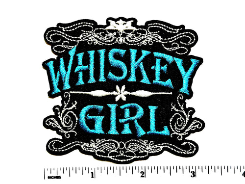 Whiskey Girl - Embroidered Iron on patch 3.25”