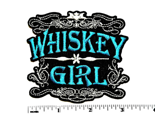Whiskey Girl - Embroidered Iron on patch 3.25”