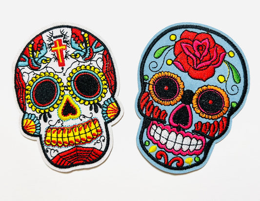 Sugar Skull - Embroidered Iron on patch