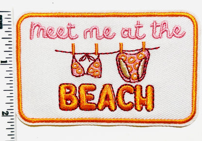 Meet me at the beach patch - Embroidered DIY Iron on patch