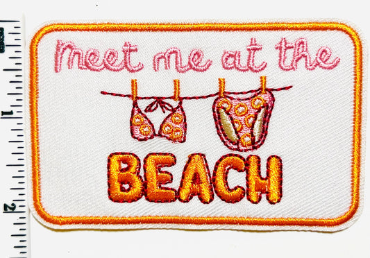 Meet me at the beach patch - Embroidered DIY Iron on patch