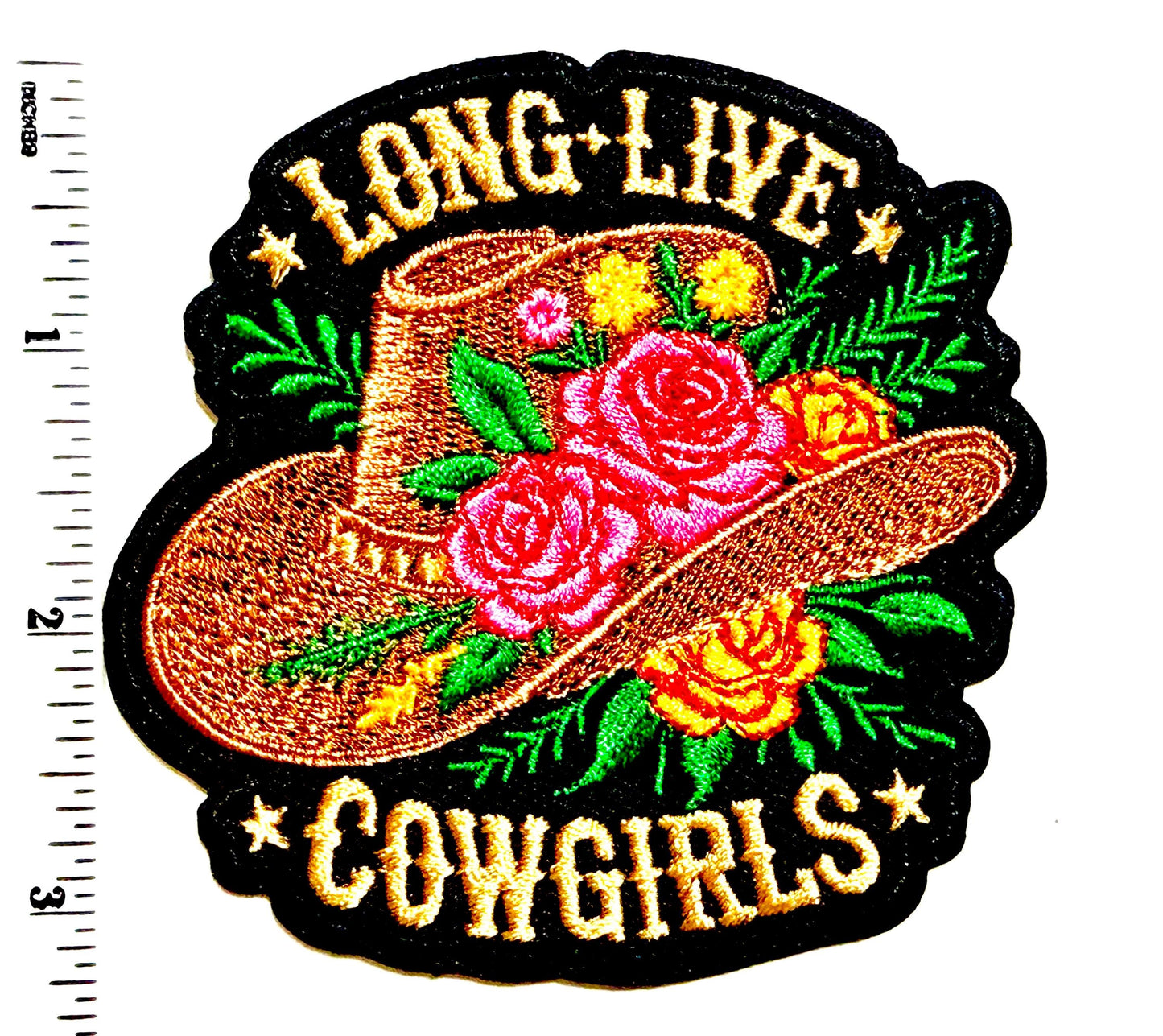Long Live Cowgirls roses patch - Embroidered DIY Iron on patch