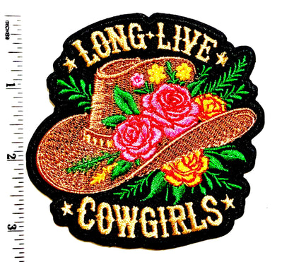 Long Live Cowgirls roses patch - Embroidered DIY Iron on patch
