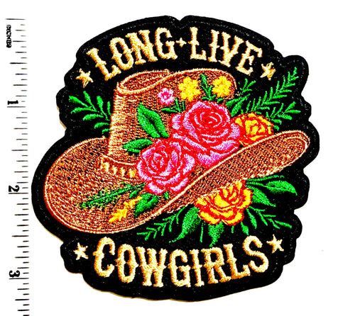 Long Live Cowgirls roses patch - Embroidered DIY Iron on patch