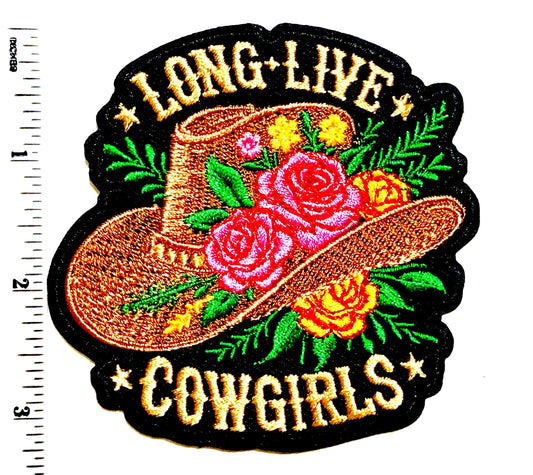 Long Live Cowgirls roses patch - Embroidered DIY Iron on patch