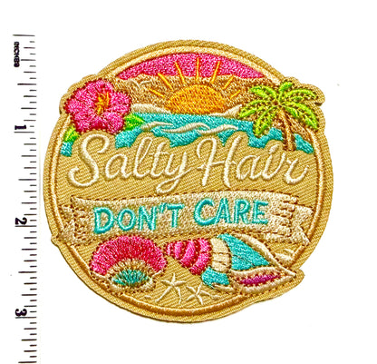 Salty Hair, Don’t Care patch - Embroidered Iron On Patch 3”