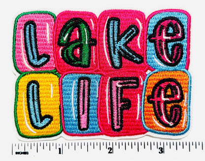 Lake Life patch- Embroidered Iron on patch 3.5”