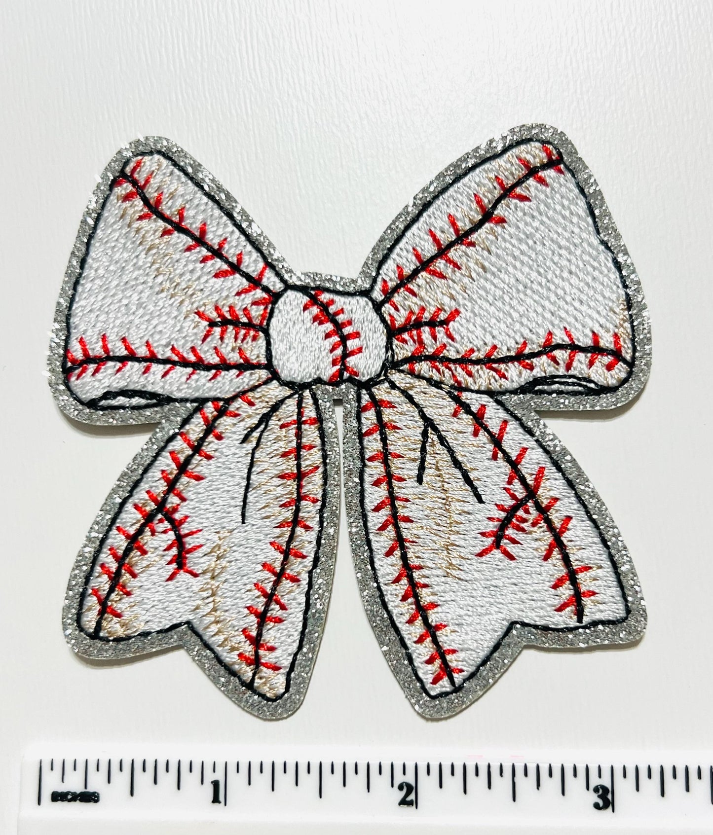 Baseball Bows - Embroidered iron on Patches