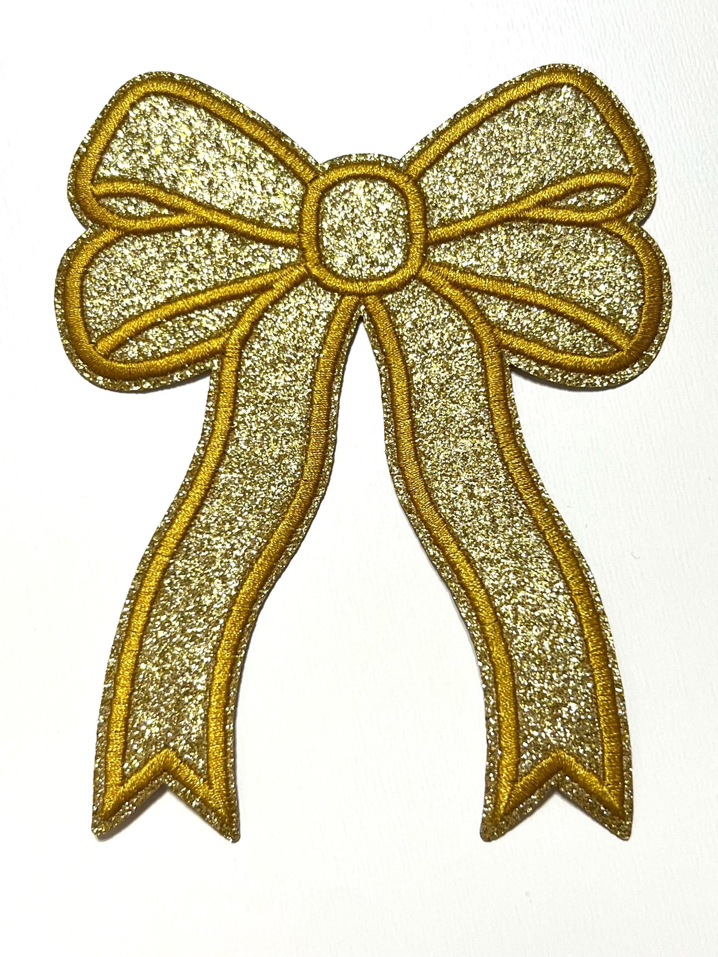Bow with ribbon - Glitter Iron on patches