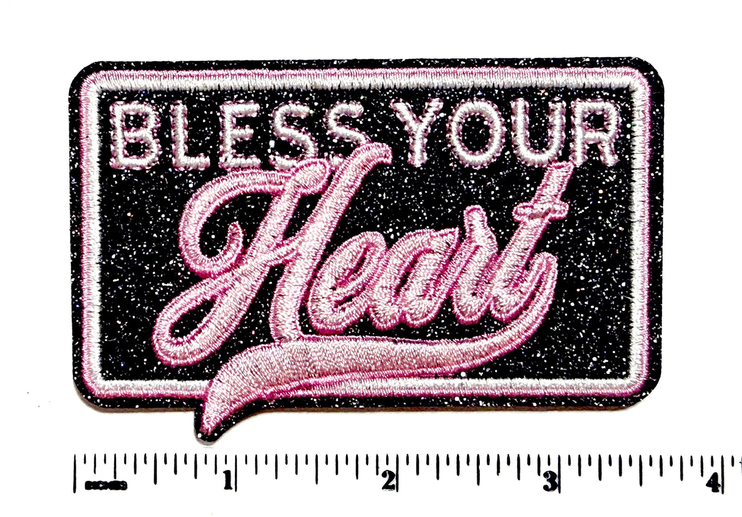 Bless Your Heart patch - Embroidered DIY Iron on patch with glitter